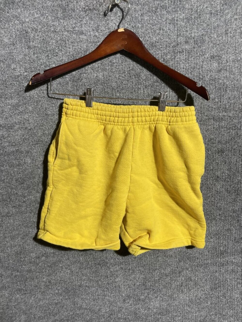 American Apparel Sweat Shorts Mens 29 Yellow Mason Fleece Elastic Waist Casual